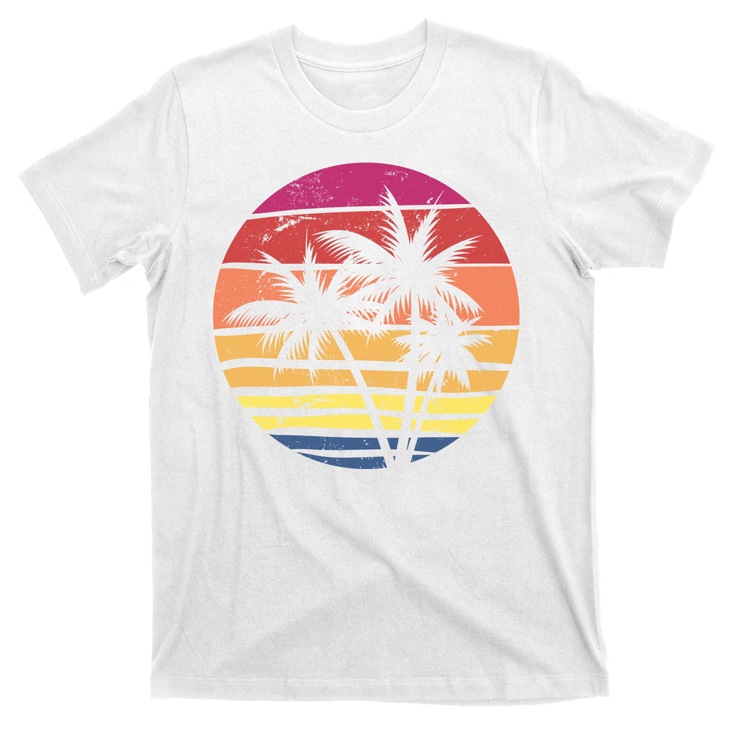 Summer Colorful Palm Tree Retro Sunset T-Shirt