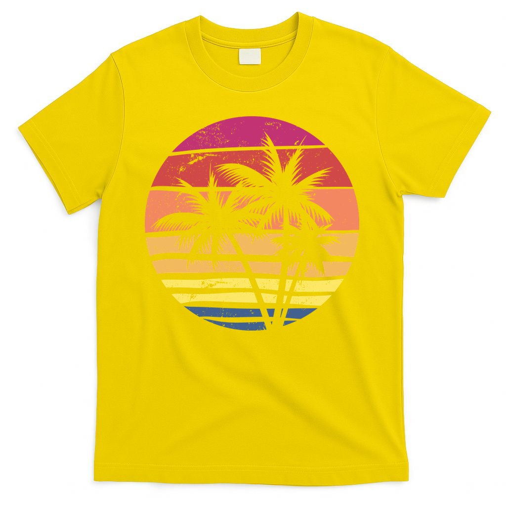 Summer Colorful Palm Tree Retro Sunset T-Shirt