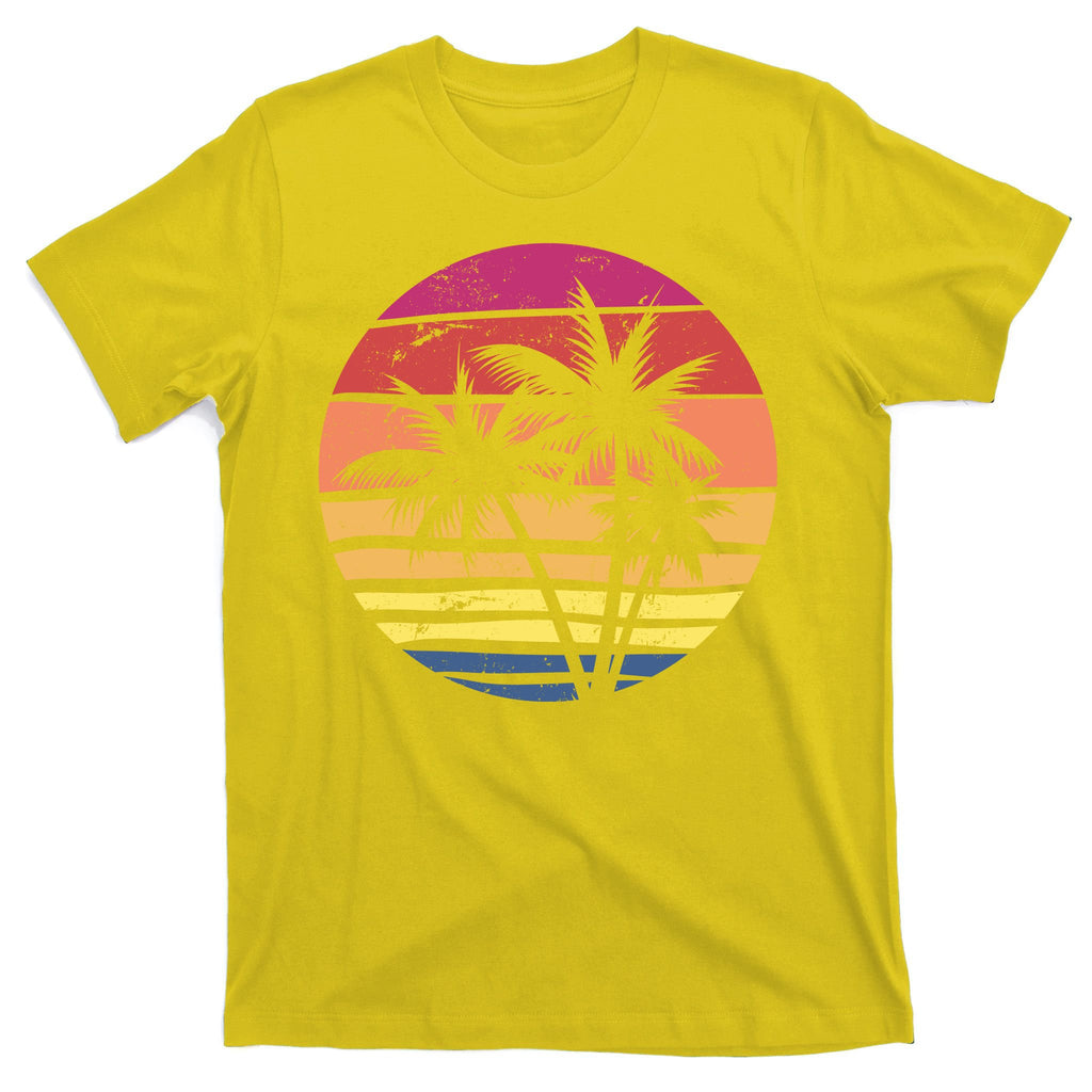 Summer Colorful Palm Tree Retro Sunset T-Shirt