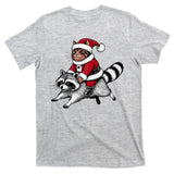 Santa Cat Raccoon Funny Christmas Animal Lover T-Shirt