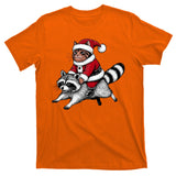 Santa Cat Raccoon Funny Christmas Animal Lover T-Shirt