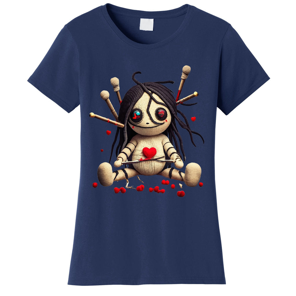 Scary Cute Sitting Voodoo Doll Halloween Valentine Day Love Women's T-Shirt