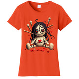 Scary Cute Sitting Voodoo Doll Halloween Valentine Day Love Women's T-Shirt