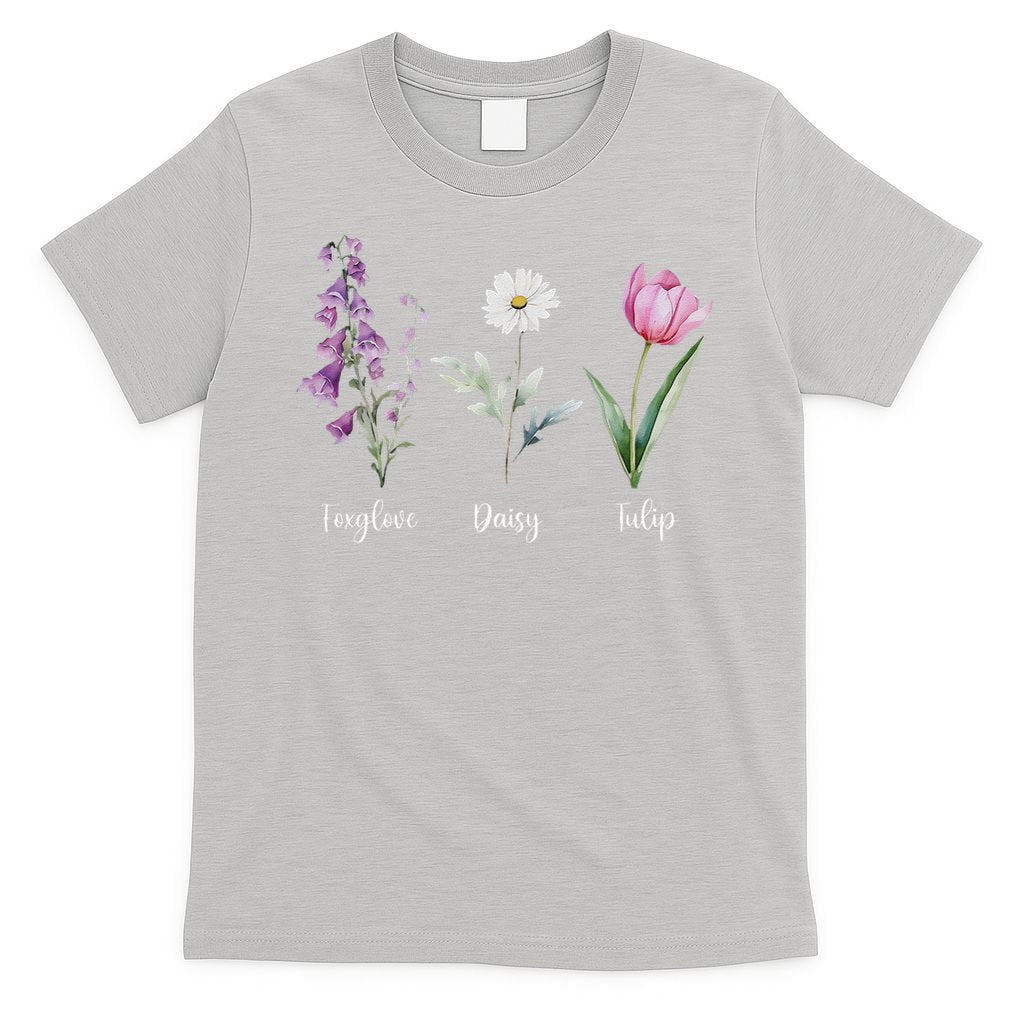 Subtle Floral Anti Trump Flowers Foxglove Daisy Tulip Funny T-Shirt