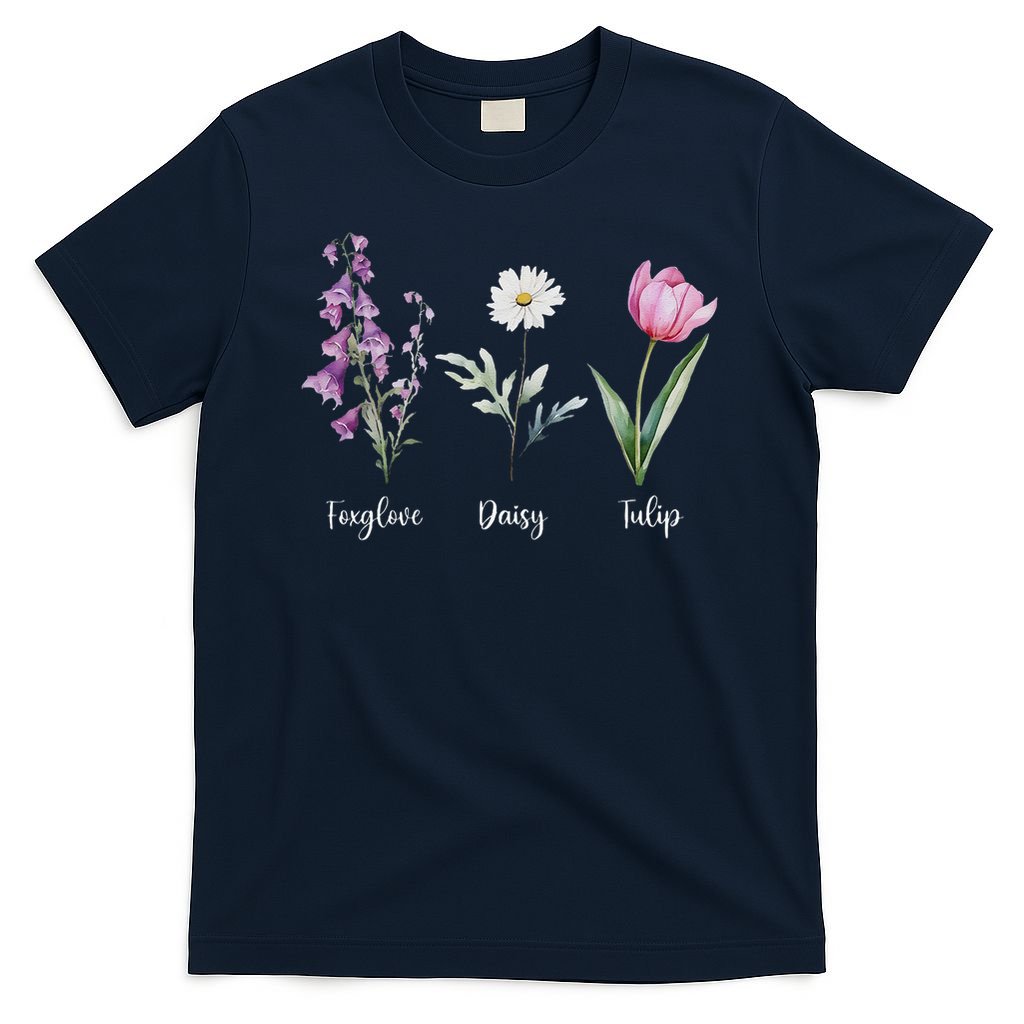 Subtle Floral Anti Trump Flowers Foxglove Daisy Tulip Funny T-Shirt