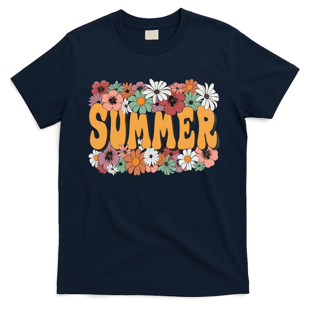 Summer Flowers Beautiful Summer Floral Retro T-Shirt
