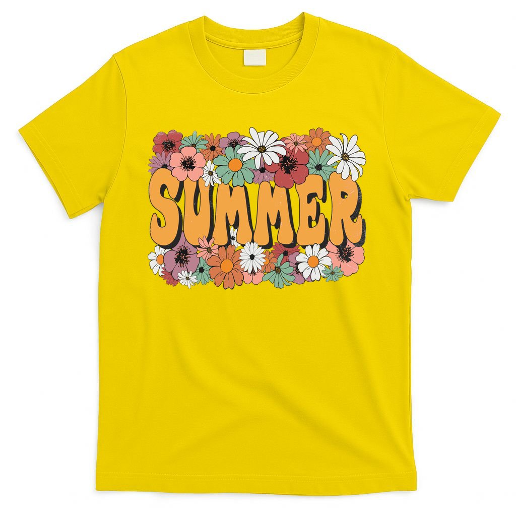 Summer Flowers Beautiful Summer Floral Retro T-Shirt