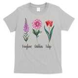 Subtle Floral Trump Flowers Foxglove Dahlia Tulip T-Shirt