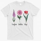 Subtle Floral Trump Flowers Foxglove Dahlia Tulip T-Shirt