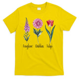 Subtle Floral Trump Flowers Foxglove Dahlia Tulip T-Shirt