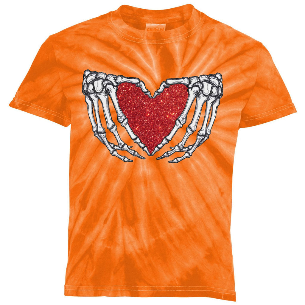 Skeleton Heart Hand Love Valentines Day Him Her Gift Kids Tie-Dye T-Shirt