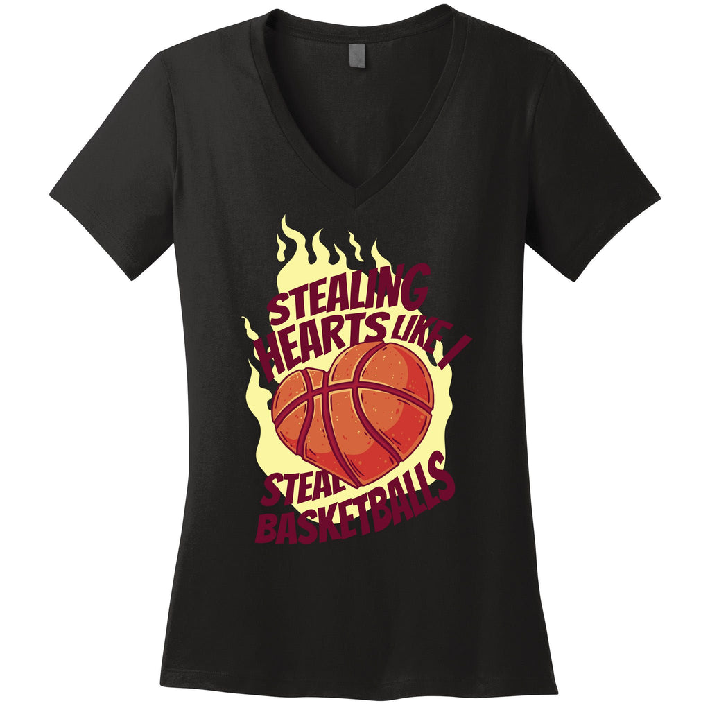 Stealing Hearts Like I Steal Basketballs Women's V-Neck T-Shirt