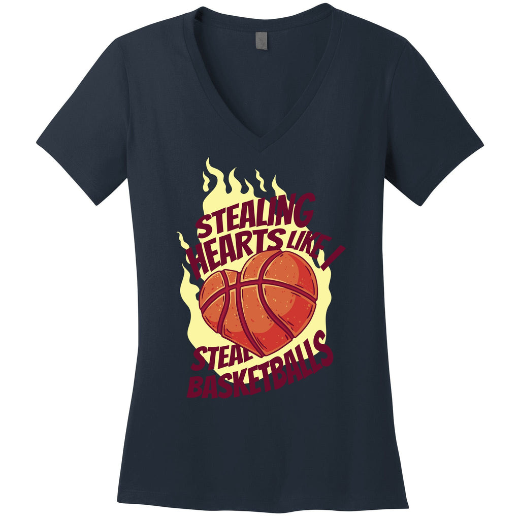 Stealing Hearts Like I Steal Basketballs Women's V-Neck T-Shirt