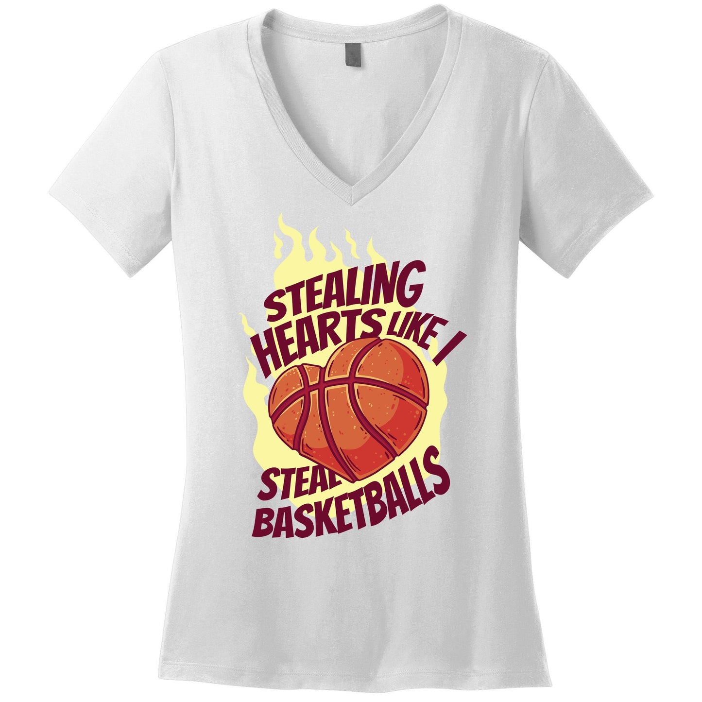 Stealing Hearts Like I Steal Basketballs Women's V-Neck T-Shirt