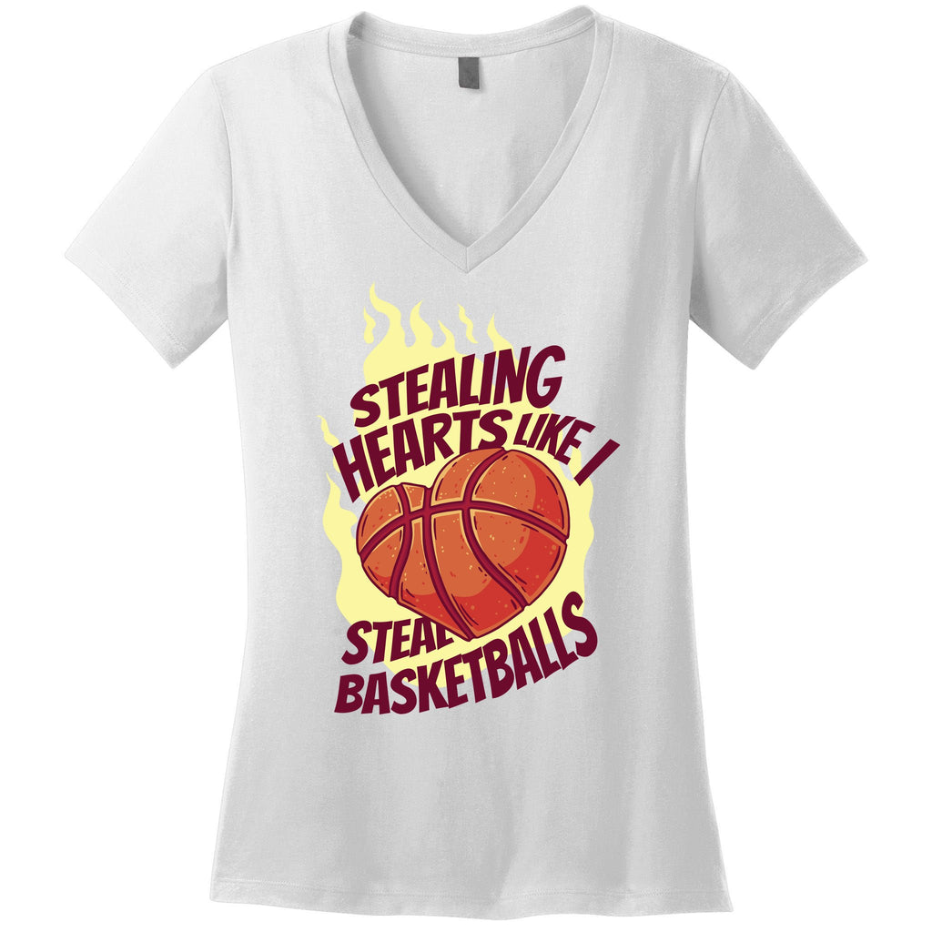 Stealing Hearts Like I Steal Basketballs Women's V-Neck T-Shirt