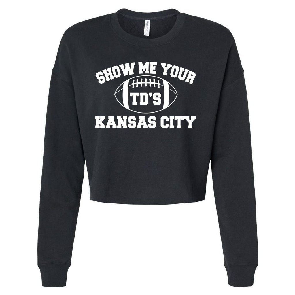 Show Me Your TD'S Kansas City Football Cropped Pullover Crew