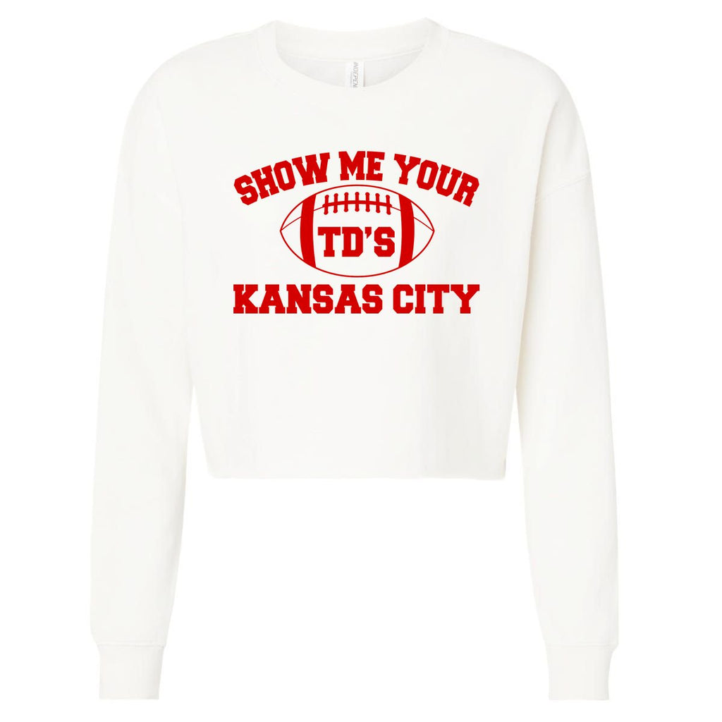 Show Me Your TD'S Kansas City Football Cropped Pullover Crew