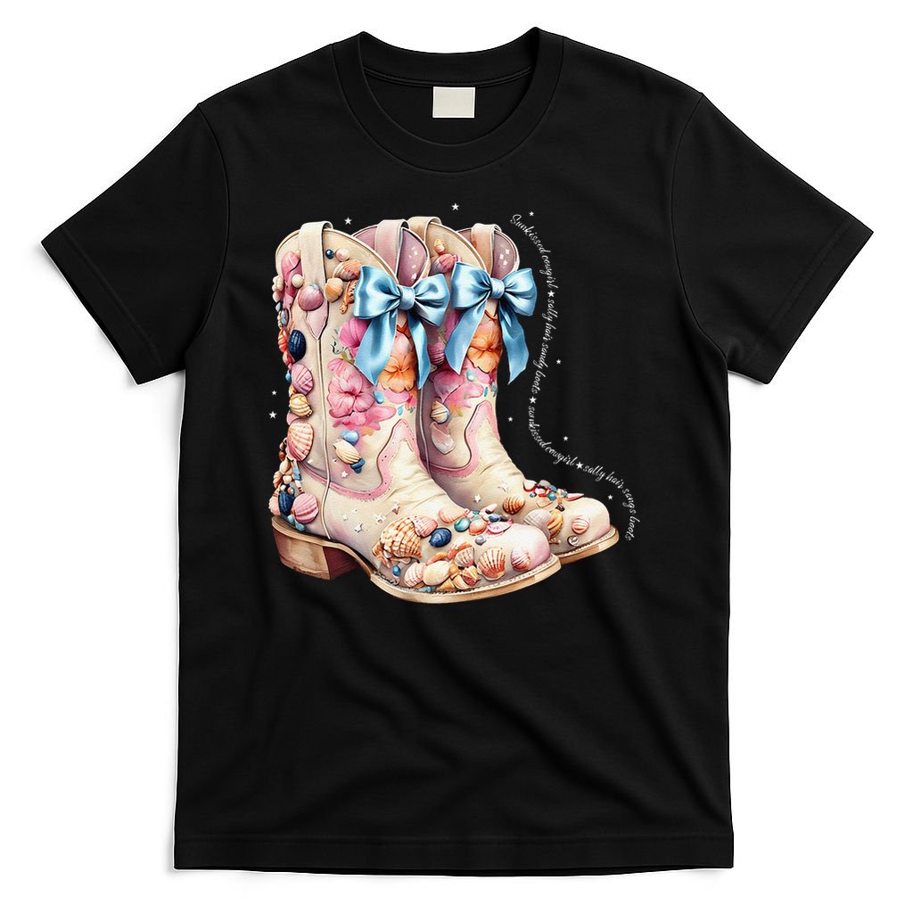 Slty Hair Sandy Boots Western Summer Cowgirl Western T-Shirt