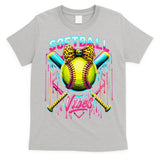 Softball Ice Cream Drip Coquette Bow Softball Vibes T-Shirt