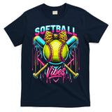 Softball Ice Cream Drip Coquette Bow Softball Vibes T-Shirt
