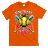 Softball Ice Cream Drip Coquette Bow Softball Vibes T-Shirt