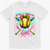 Softball Ice Cream Drip Coquette Bow Softball Vibes T-Shirt