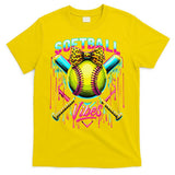 Softball Ice Cream Drip Coquette Bow Softball Vibes T-Shirt