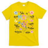 She Is Mom Bible Verses Christian Boho Floral T-Shirt