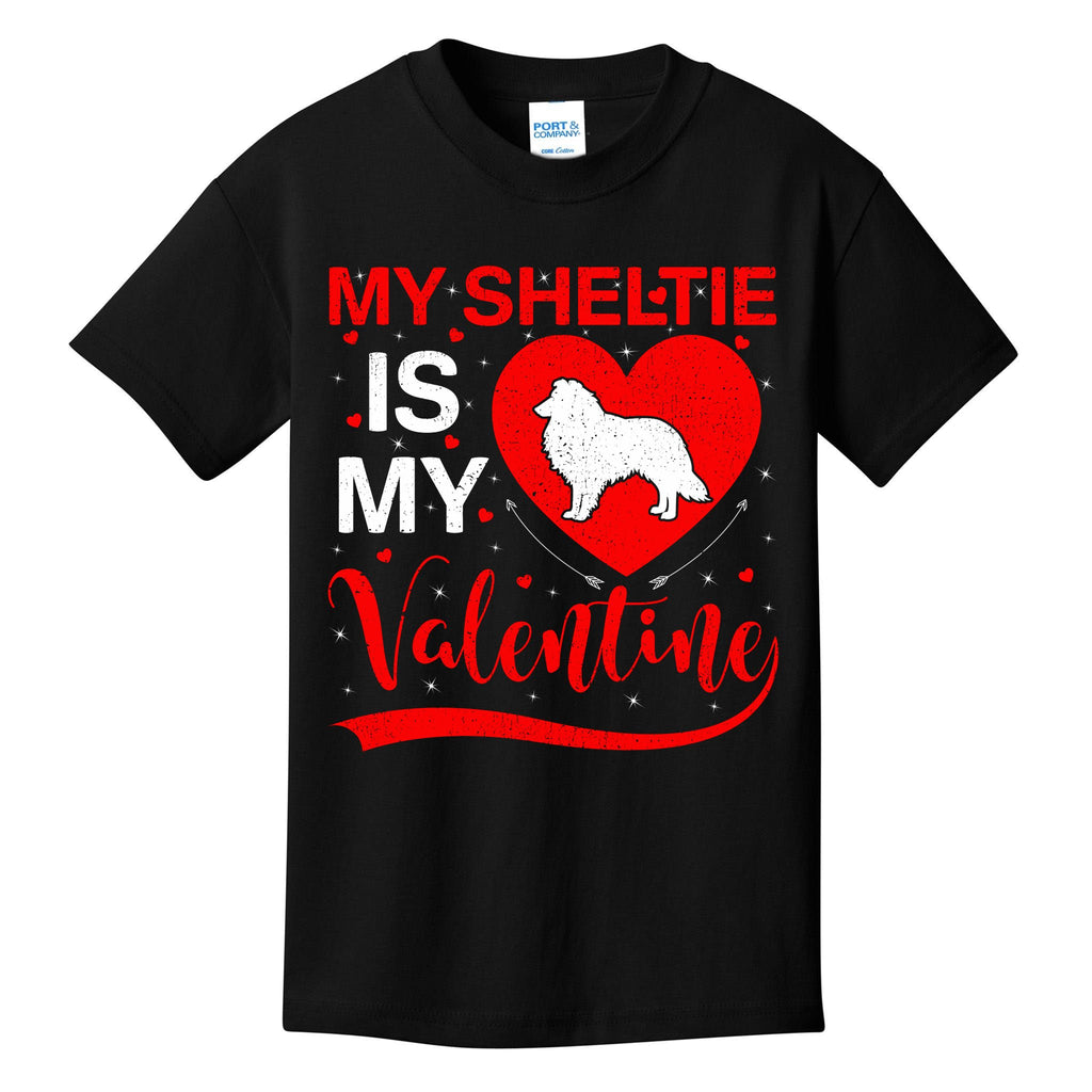 Sheltie Is My Valentine Heart Shape Sheltie Dog Valentine Kids T-Shirt