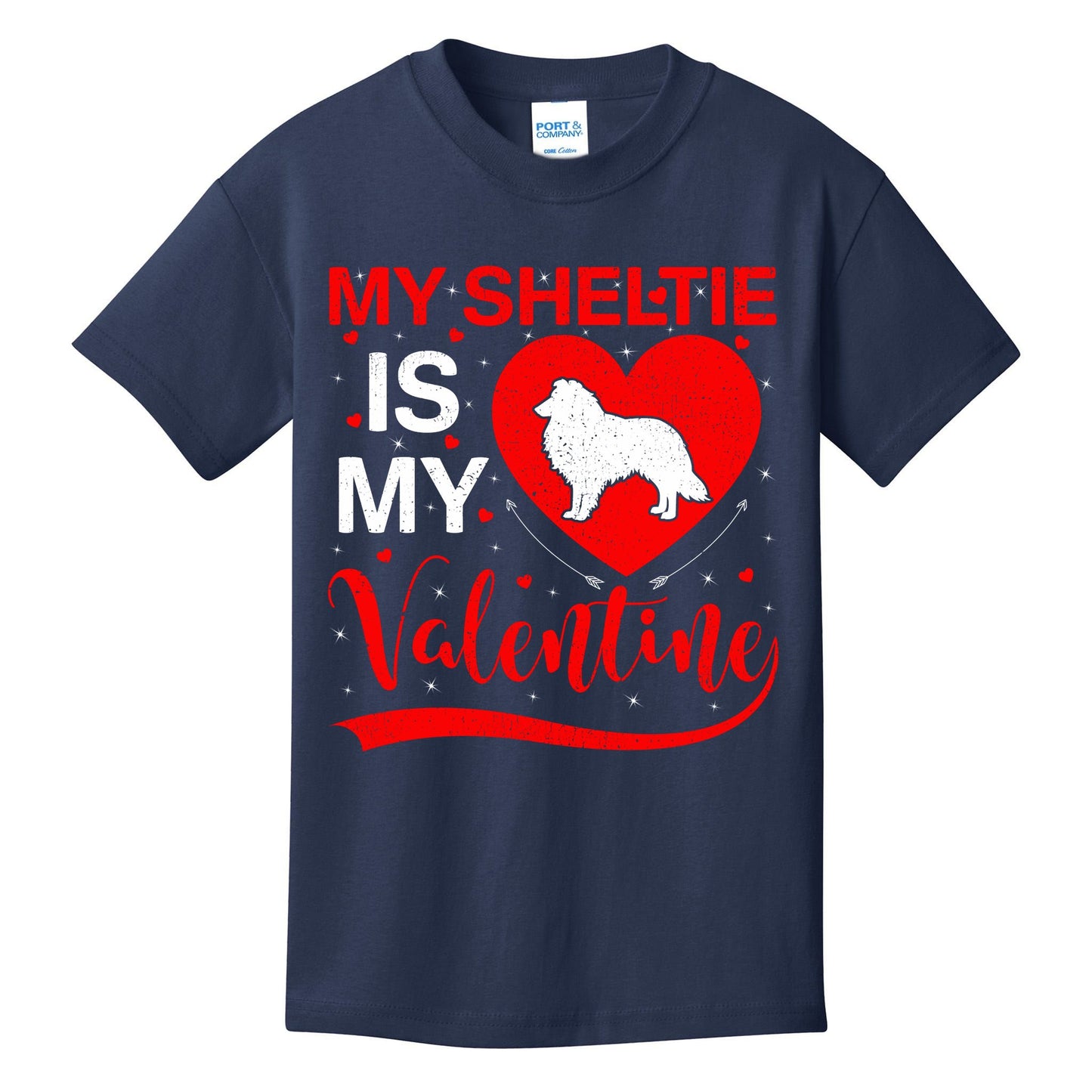 Sheltie Is My Valentine Heart Shape Sheltie Dog Valentine Kids T-Shirt