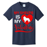 Sheltie Is My Valentine Heart Shape Sheltie Dog Valentine Kids T-Shirt