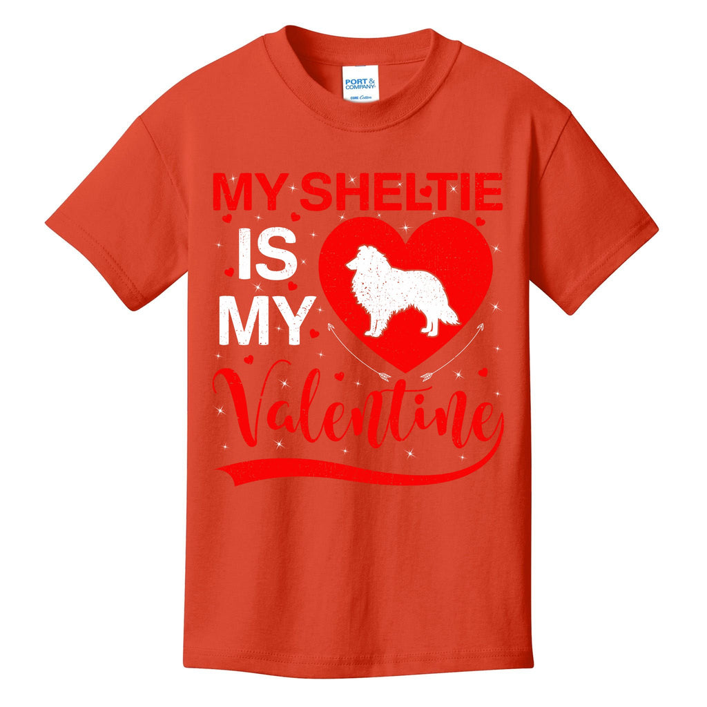 Sheltie Is My Valentine Heart Shape Sheltie Dog Valentine Kids T-Shirt