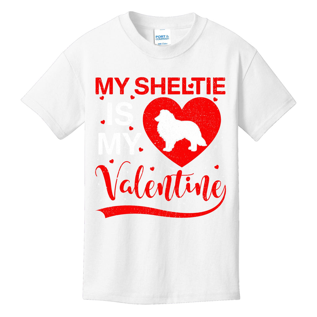 Sheltie Is My Valentine Heart Shape Sheltie Dog Valentine Kids T-Shirt