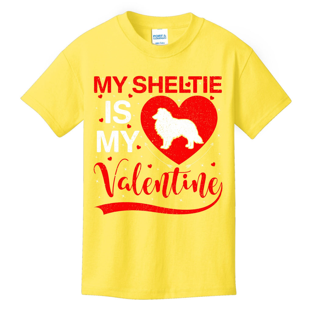 Sheltie Is My Valentine Heart Shape Sheltie Dog Valentine Kids T-Shirt