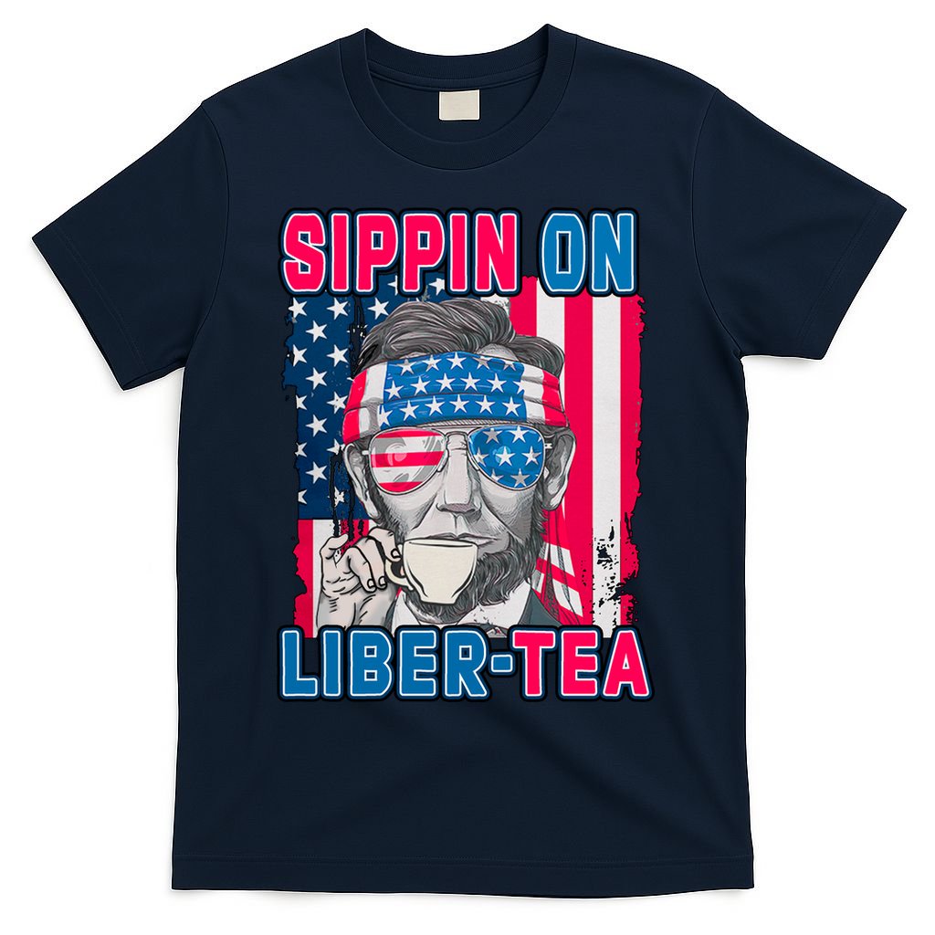 Sippin On Liberty 4th of July Abraham Lincoln T-Shirt