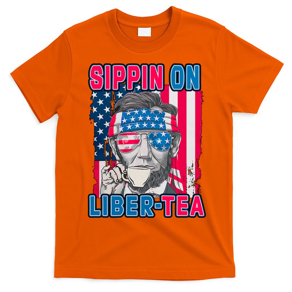 Sippin On Liberty 4th of July Abraham Lincoln T-Shirt