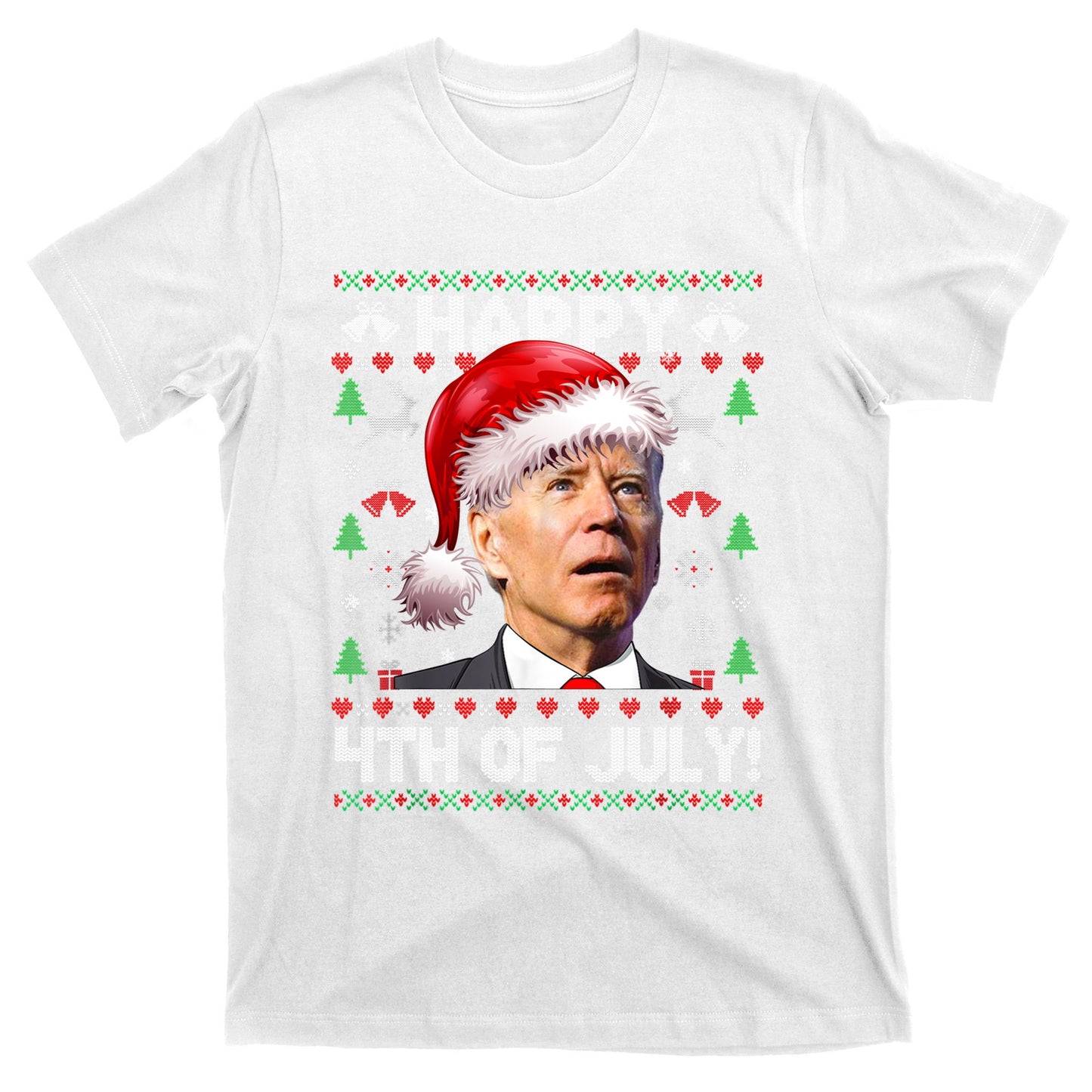 Santa Joe Biden Happy 4th Of July Ugly Christmas Sweater T-Shirt