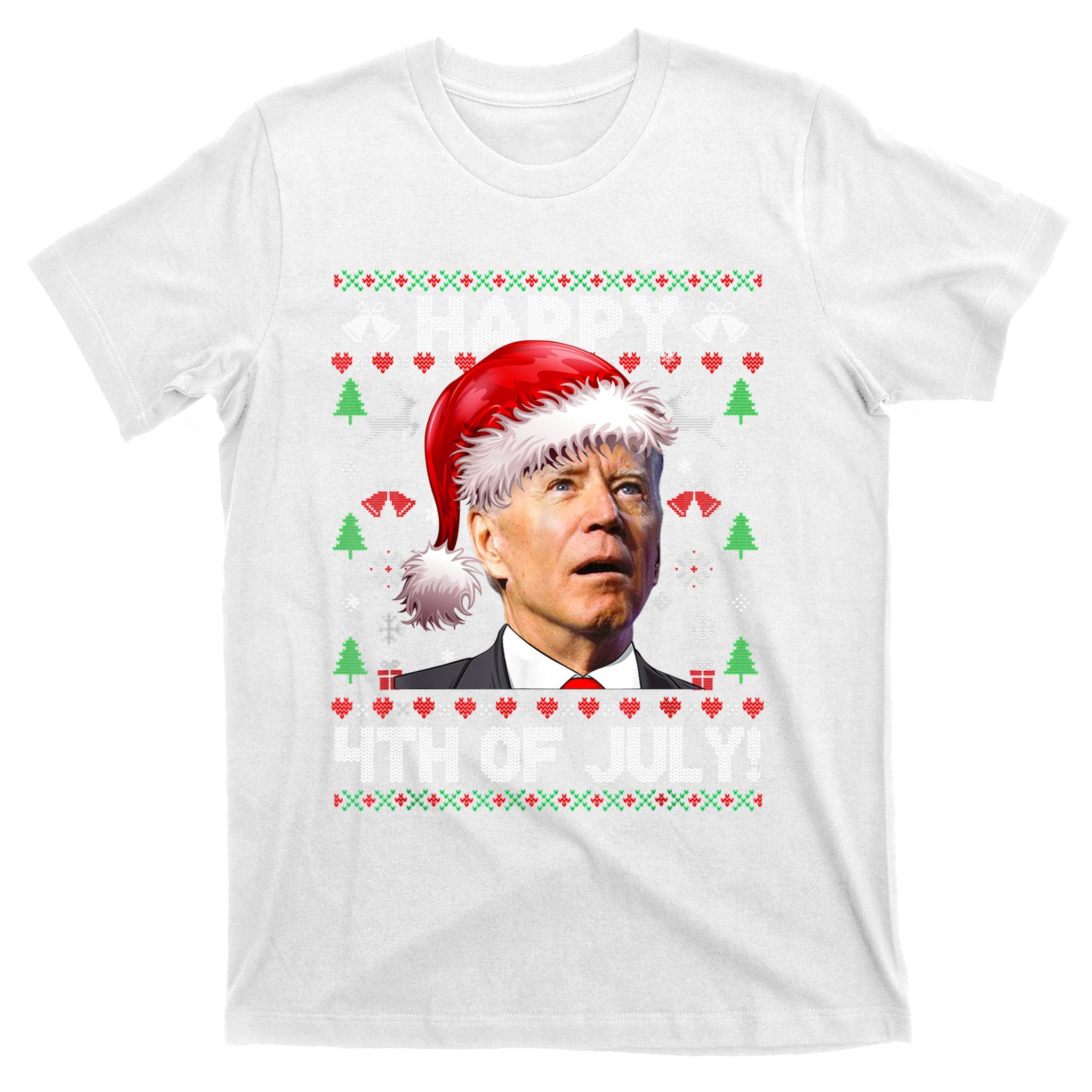 Santa Joe Biden Happy 4th Of July Ugly Christmas Sweater T-Shirt