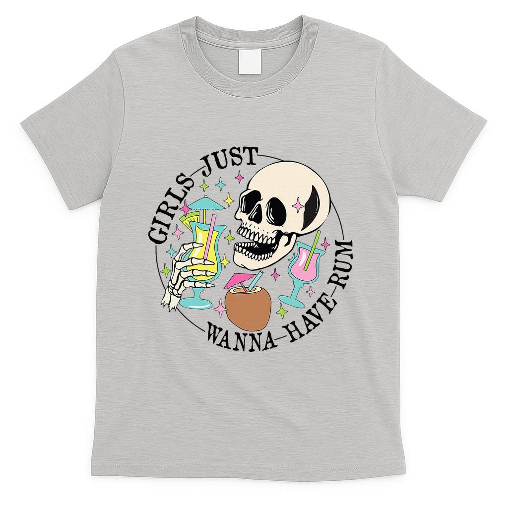 Skeleton Just Wanna Have Rum Summer Beach Party T-Shirt