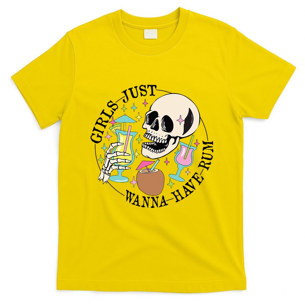Skeleton Just Wanna Have Rum Summer Beach Party T-Shirt