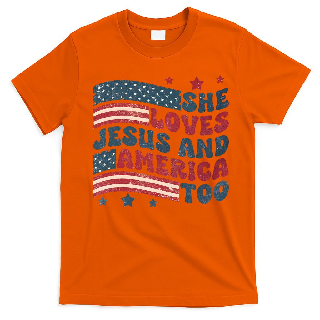 She Loves Jesus And America Too 4th Of July T-Shirt