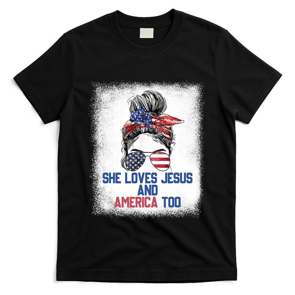 She Loves Jesus And America Too 4th Of July Christian Lover T-Shirt