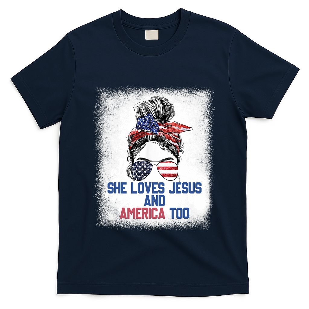 She Loves Jesus And America Too 4th Of July Christian Lover T-Shirt