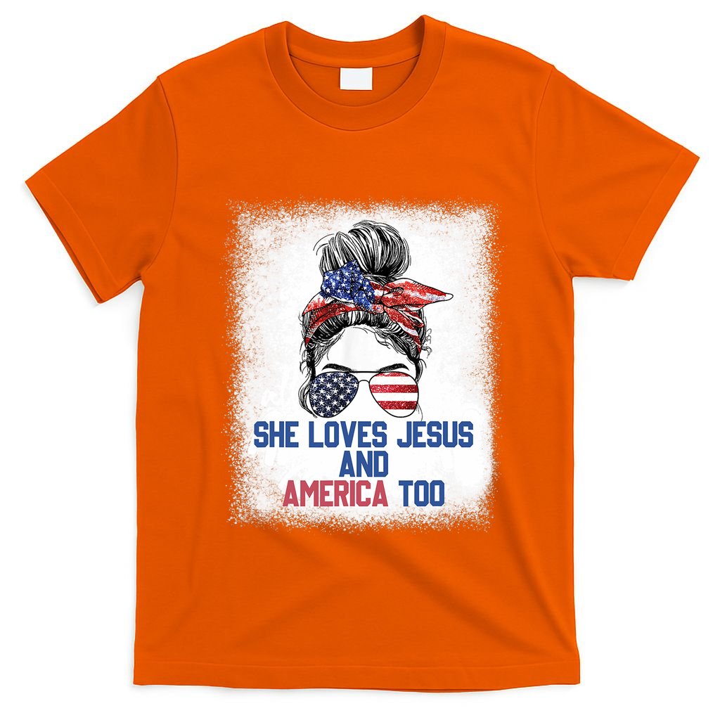 She Loves Jesus And America Too 4th Of July Christian Lover T-Shirt