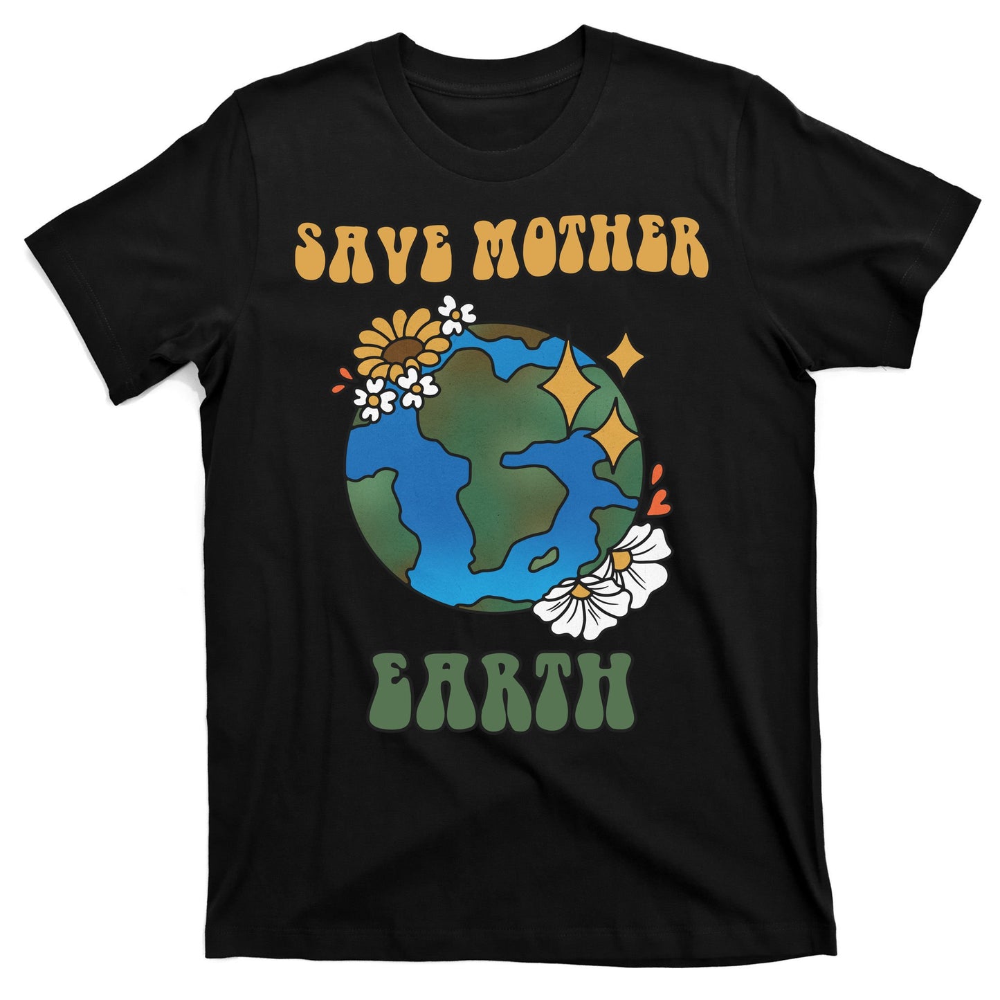 Save Mother Earth Retro Planet Floral T-Shirt