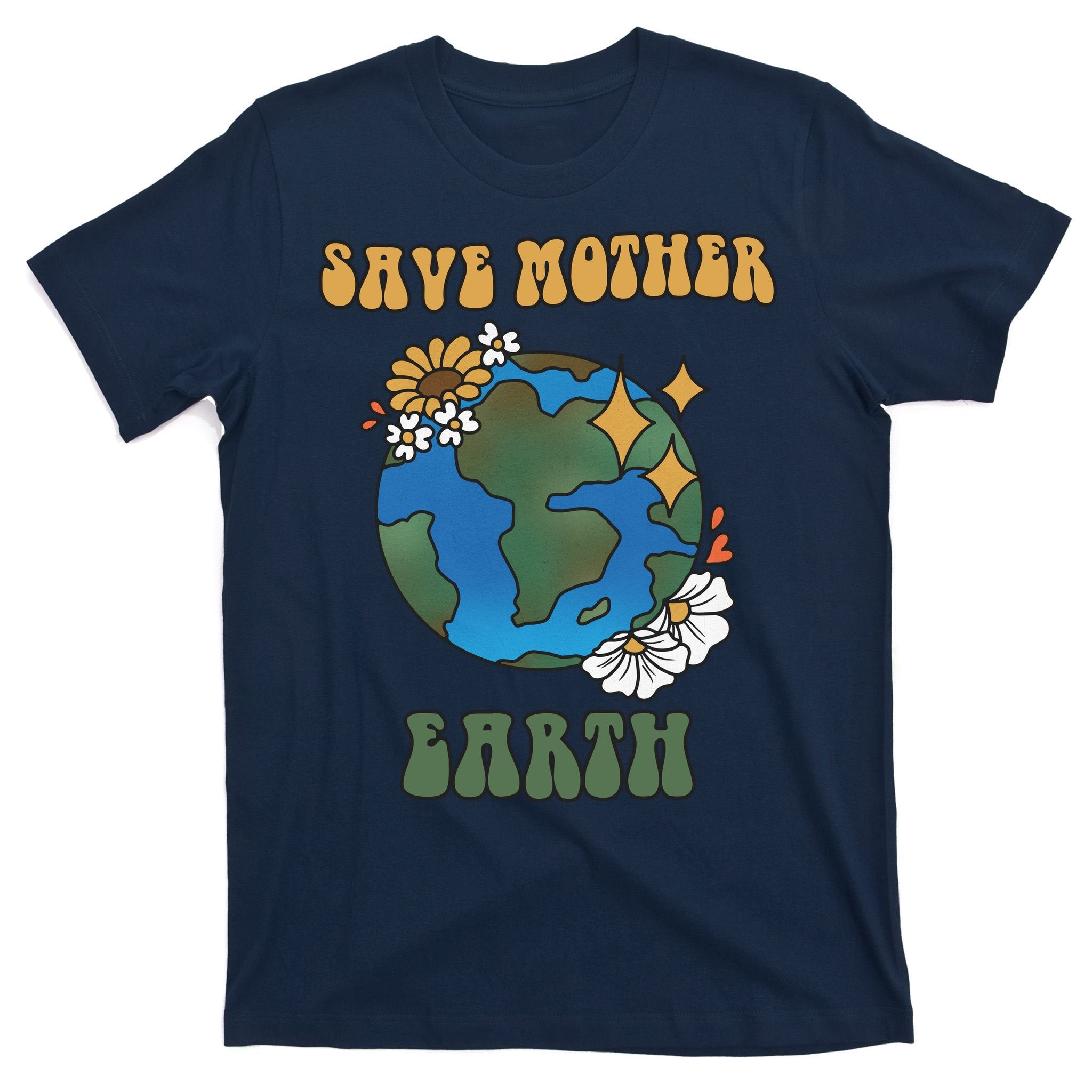 Save Mother Earth Retro Planet Floral T-Shirt