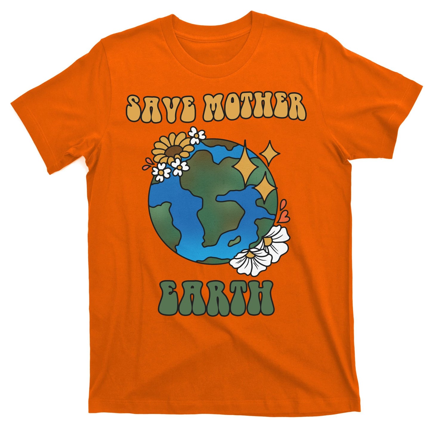 Save Mother Earth Retro Planet Floral T-Shirt