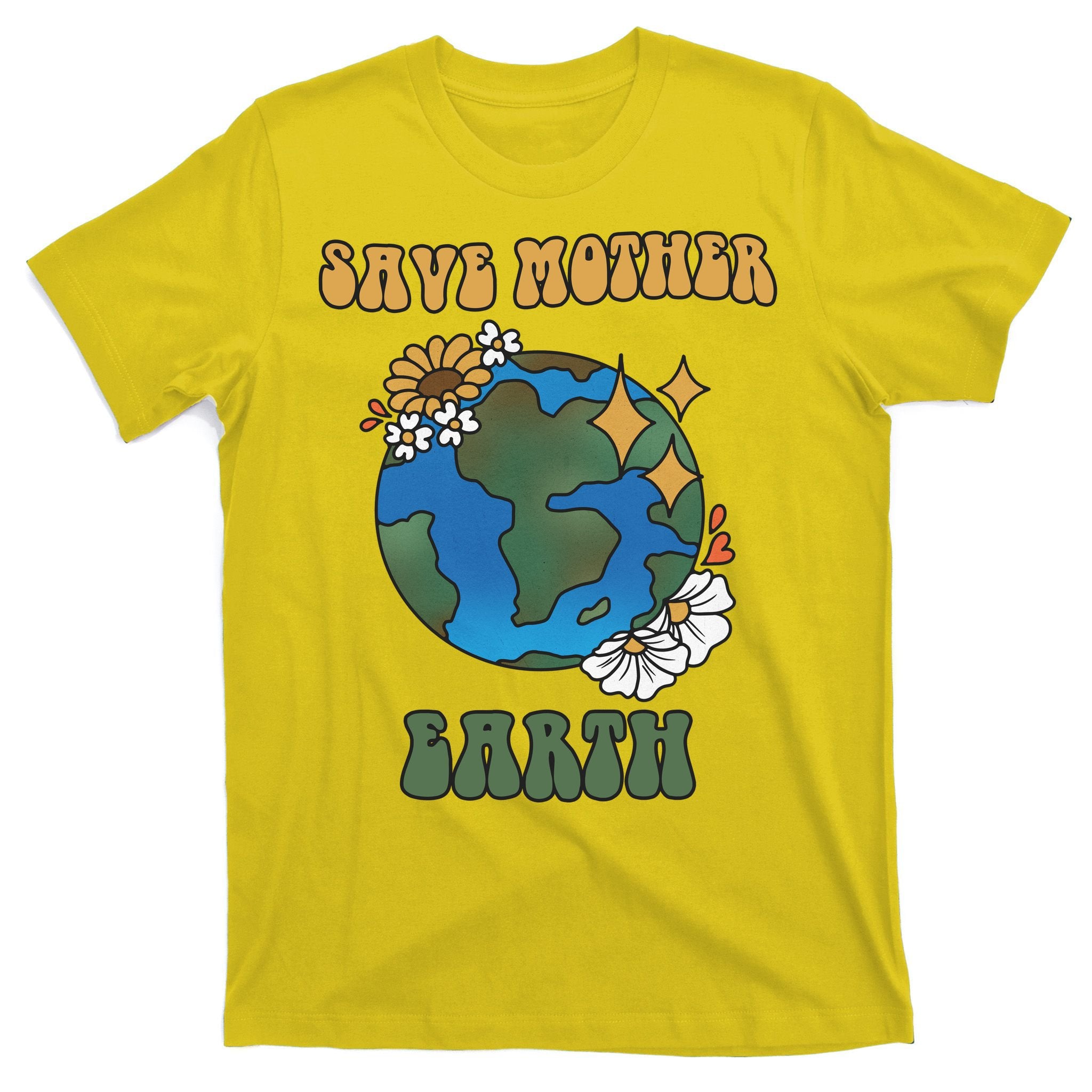 Save Mother Earth Retro Planet Floral T-Shirt