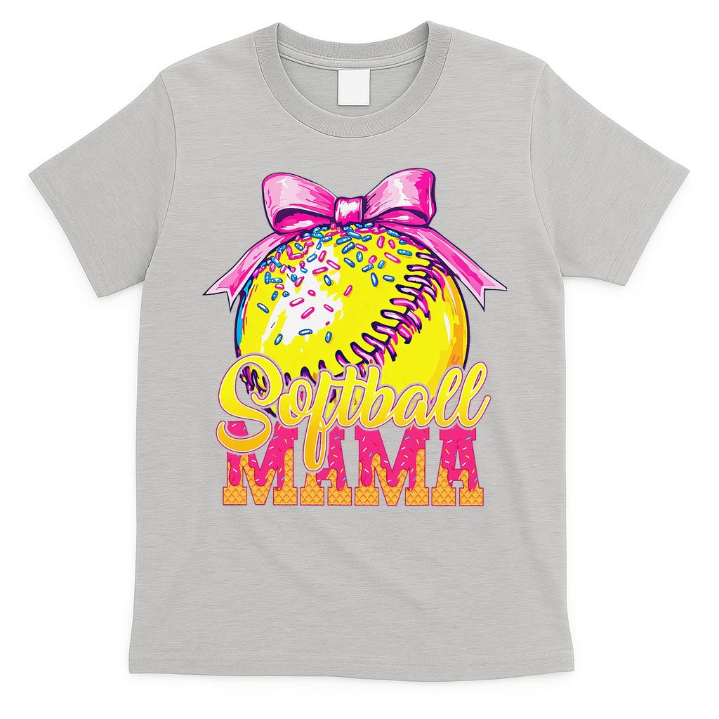 Softball Mama Ice Cream Drip Cheer Mom Game Day Mothers Day T-Shirt