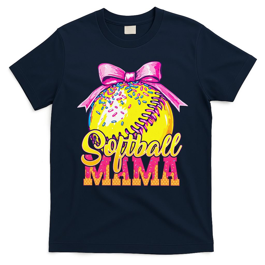 Softball Mama Ice Cream Drip Cheer Mom Game Day Mothers Day T-Shirt